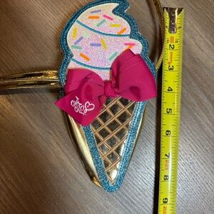 Jojo Siwa Metallic Ice Cream Bag, Adjustable Strap, Pink Interior, Gold Strap